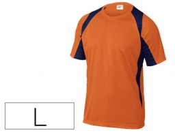 Camiseta manga corta cuello redondo color naranja-marino talla L